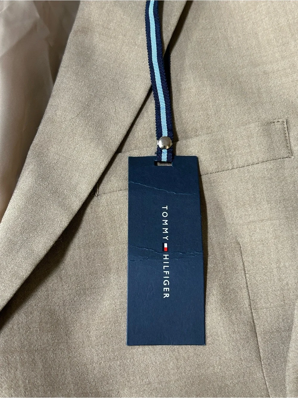 Tommy Hilfiger Trim Fit Mens Suit Jacket Tan Stretch Wool Blend Size 42s NWT